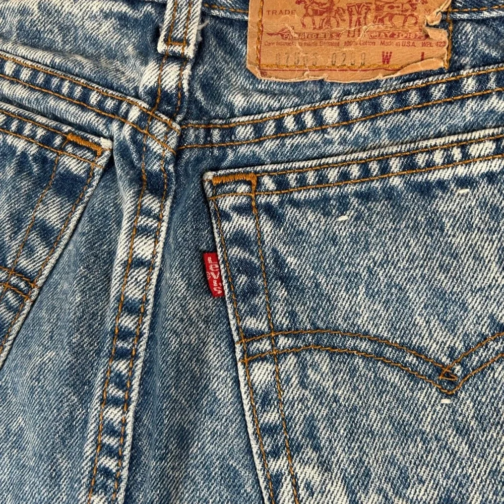 Vintage 80s 97505 Levi's Denim Skirt Womens 7 Blue Acid Wash High Waist USA Rare